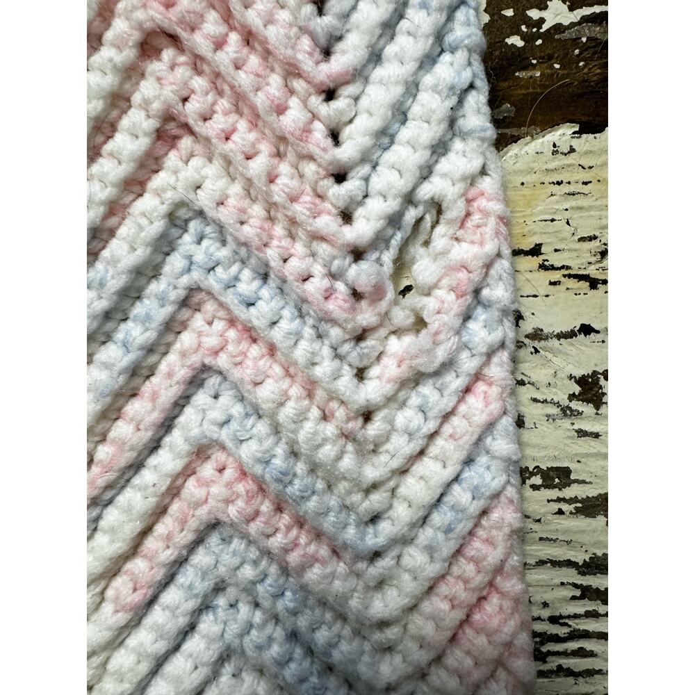 Crochet Quilt Bundle Handmade Pink Red Blue White Multicolored Throw Blankets - Picture 4 of 7